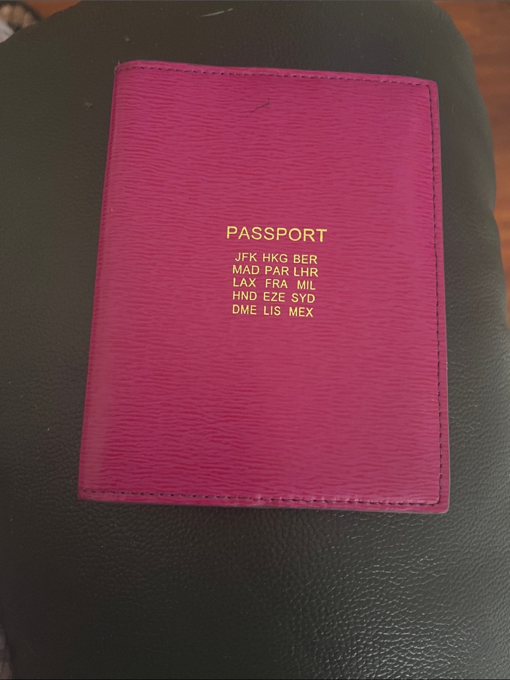 Ralph Lauren Magenta Passport Holder with Gold Foil